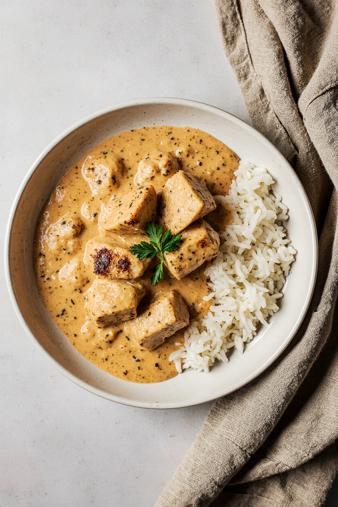 CREAMY SMOTHERED CHICKEN AND RICE