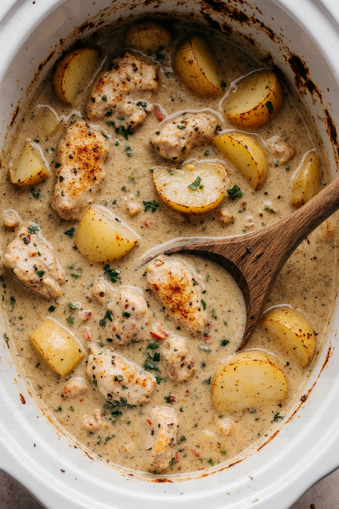 Parmesan Crockpot Chicken and Potatoes