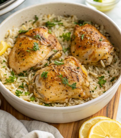 Slow Cooker Lemon Herb Chicken and Rice