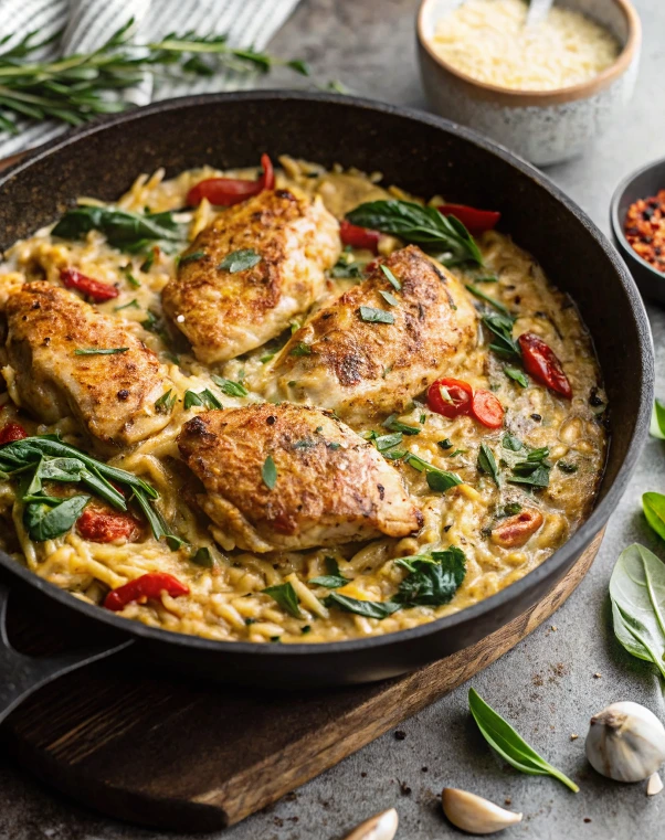 Creamy Tuscan Chicken Orzo Recipe