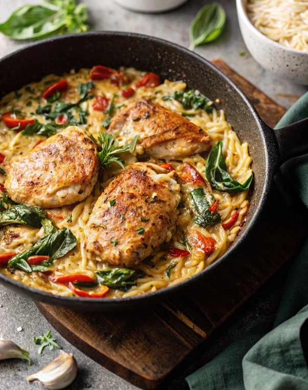 Creamy Tuscan Chicken Orzo Recipe