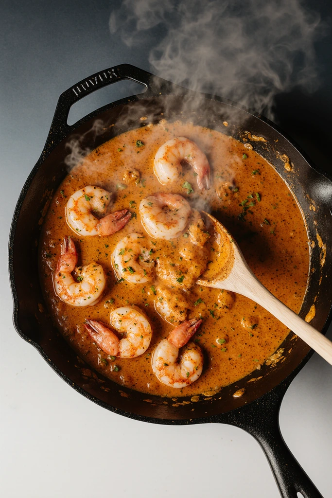 creamy garlic-paprika shrimp skillet